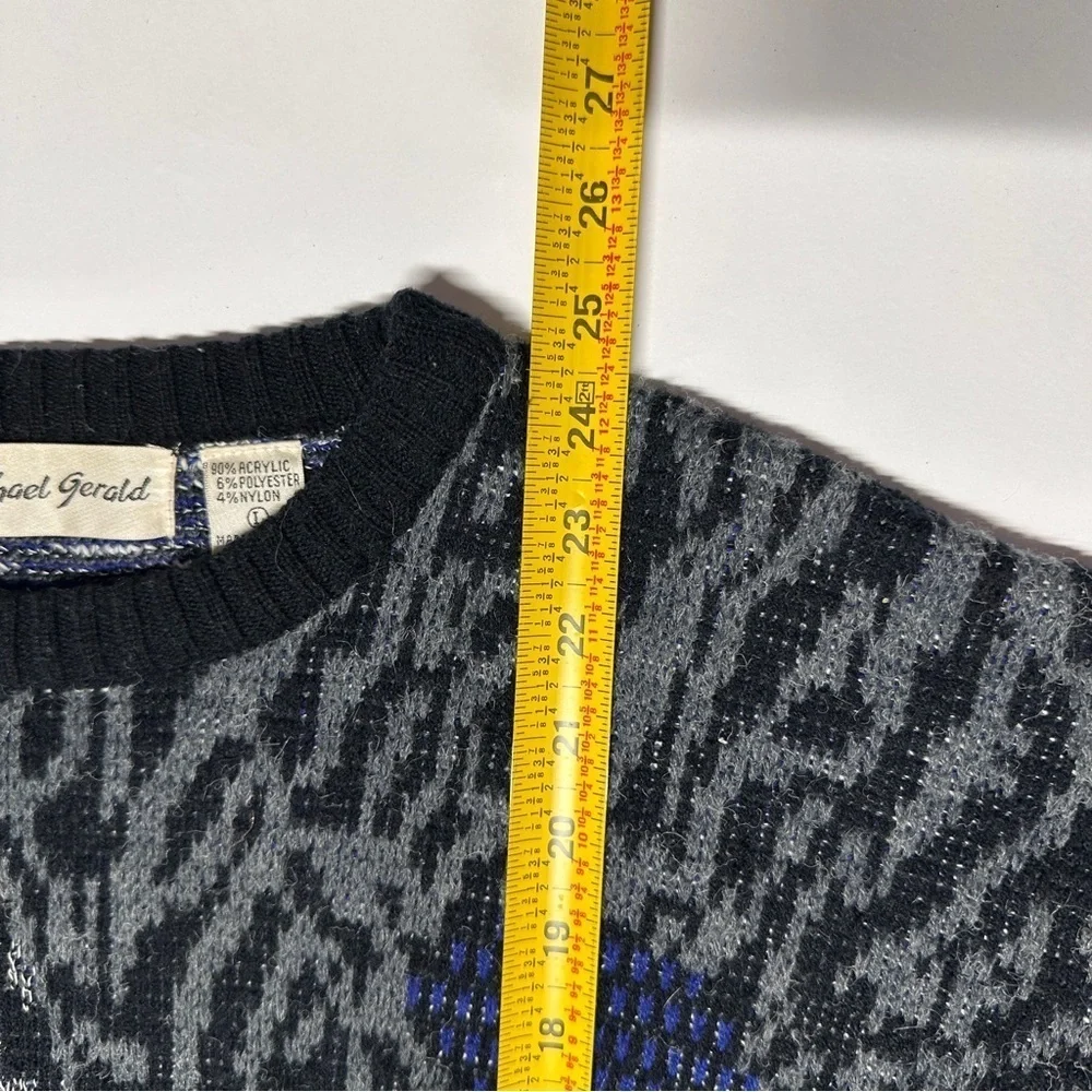 Vintage Michael Gerald 80s 90s Retro Knit Sweater Cobain Size Large